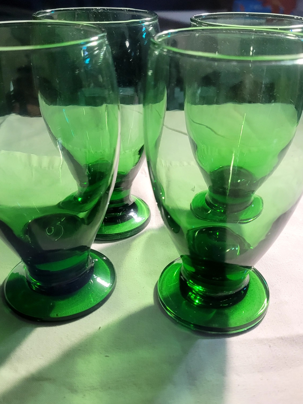 Libbey Cristar Glasses Green Footed Set 4 - Picture 4 of 9